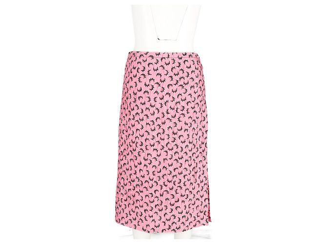Marni bedruckter, zerknitterter Midi-Rock mit Schlitz aus rosa Polyester Pink - Ansicht 6