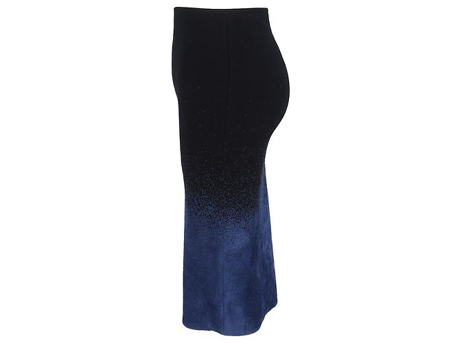 Roland Mouret Gradient Midi Bleistiftrock aus schwarzer und blauer Wolle - Ansicht 2