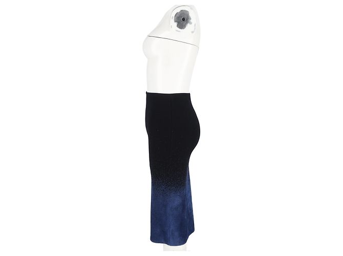Roland Mouret Gradient Midi Bleistiftrock aus schwarzer und blauer Wolle - Ansicht 5