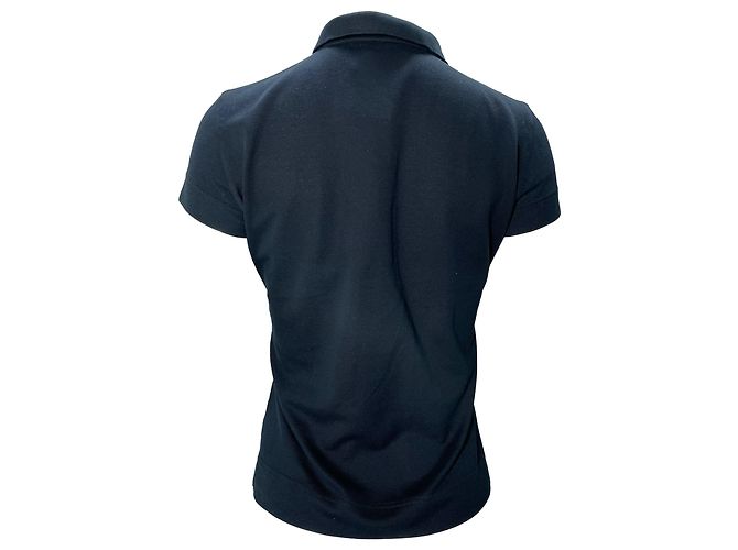 Camisa Polo Akris Piqué en algodón negro - vista 4