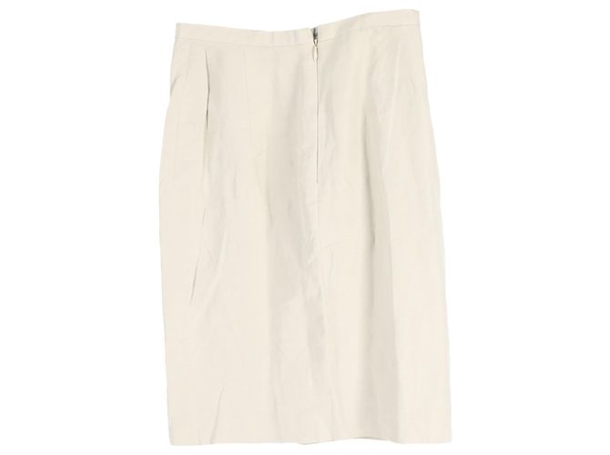 Giorgio Armani Mini Bleistiftrock aus weißem Leinen - Ansicht 2