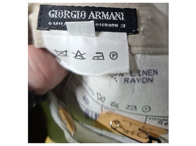 Giorgio Armani Mini Bleistiftrock aus weißem Leinen - Ansicht 3
