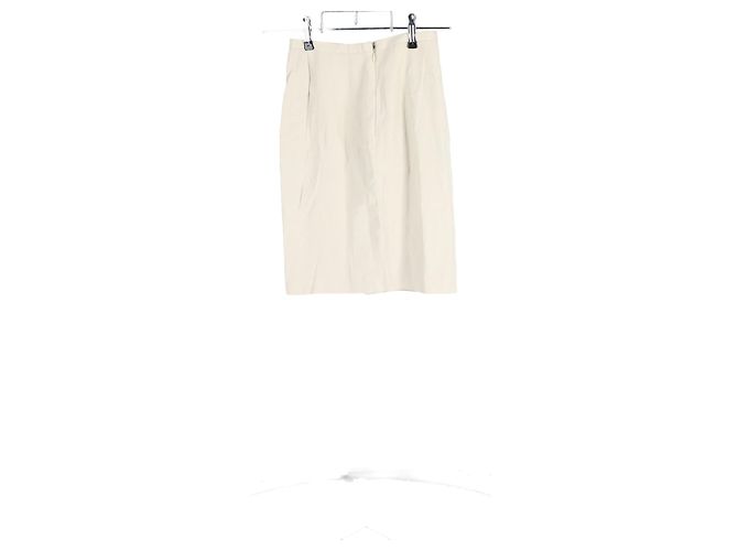 Giorgio Armani Mini Bleistiftrock aus weißem Leinen - Ansicht 5
