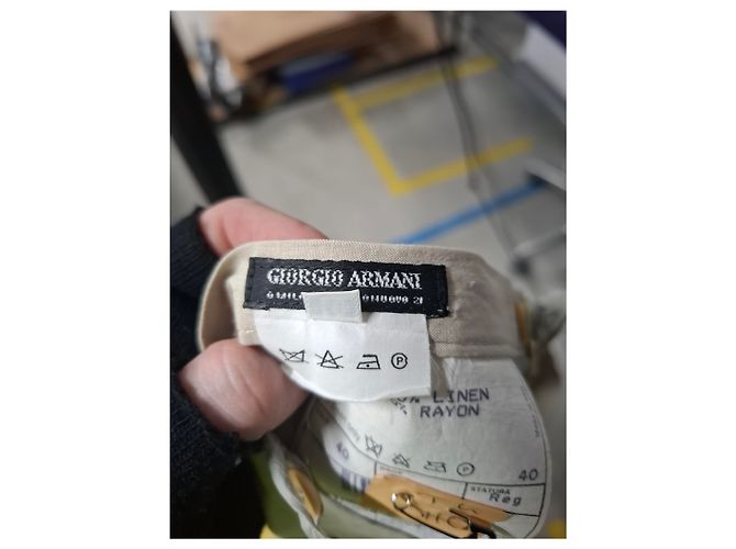 Giorgio Armani Mini Bleistiftrock aus weißem Leinen - Ansicht 6