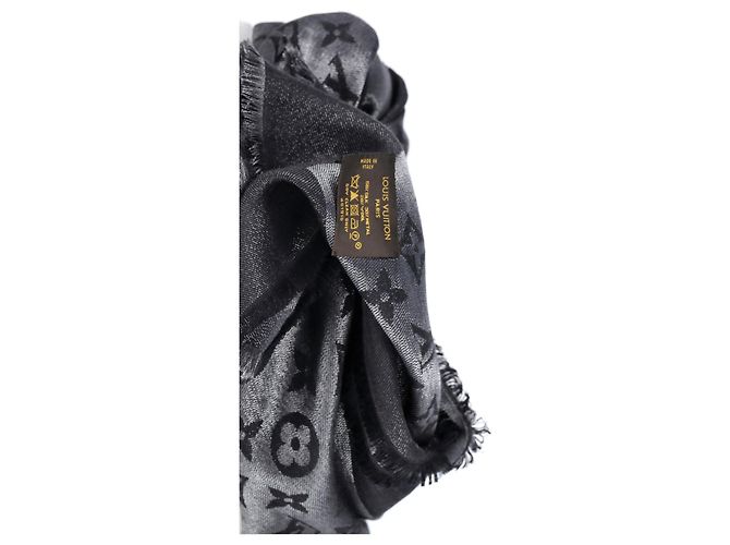 Sciarpa Monogram Louis Vuitton in misto seta e lana grigia Grigio - vista 6