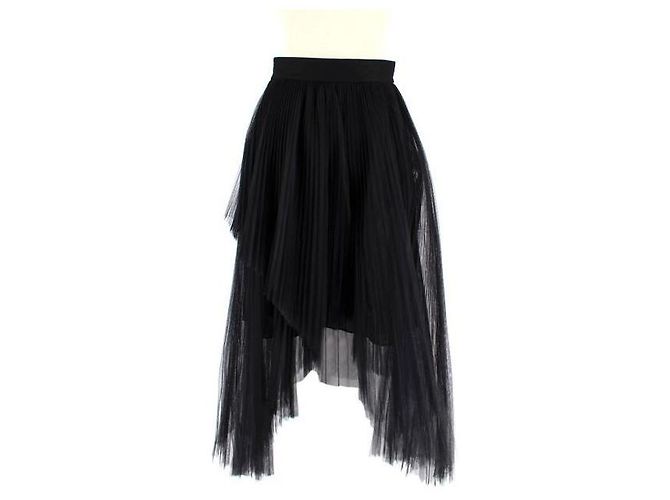 Christian Dior Falda midi de tul negro plisada asimétrica Dior - vista 2
