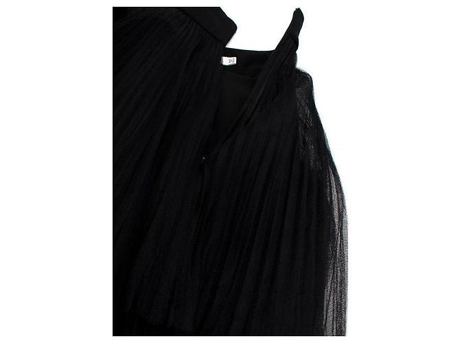 Christian Dior Falda midi de tul negro plisada asimétrica Dior - vista 4