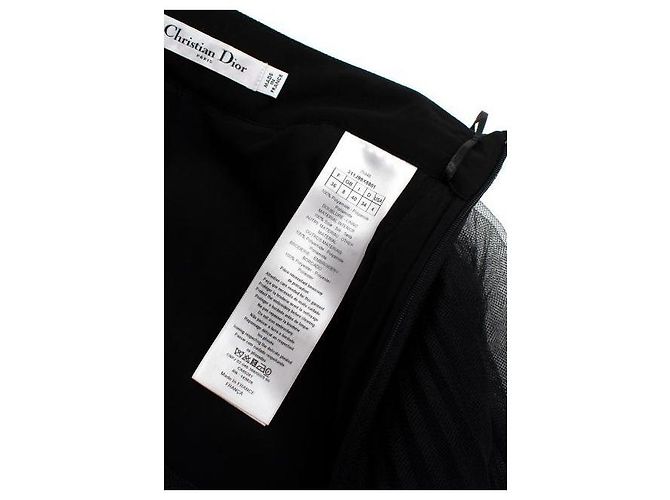 Christian Dior Falda midi de tul negro plisada asimétrica Dior - vista 7