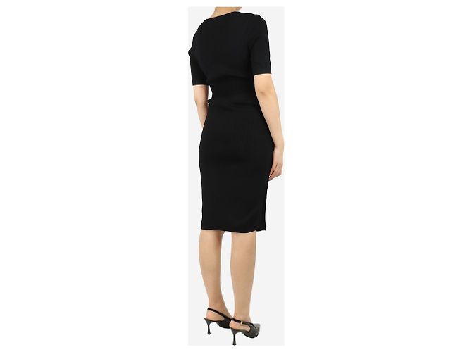 Altuzarra Schwarzes, tailliertes Midi-Kleid mit Knöpfen an der Seite - Größe M - Ansicht 2