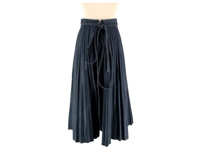 Christian Dior Falda de mezclilla plisada Dior con detalle de cinturón Azul - vista 2