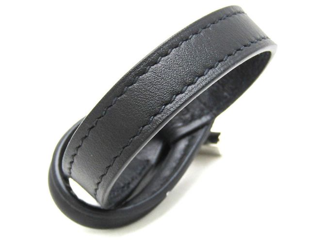 Bracciale in pelle e metallo nero e argento di Hermès - vista 2