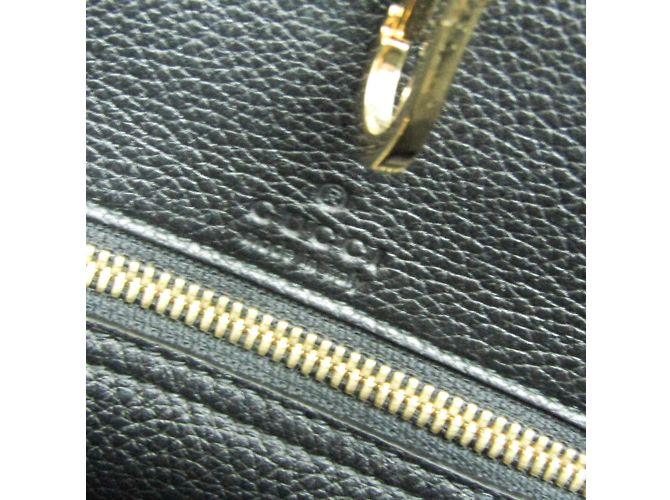 Mittlere Leder-Schultertasche mit Gucci-Logo Schwarz - Ansicht 7