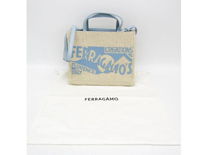 Borsa Medium GG-219407 di Salvatore Ferragamo Blu Beige - vista 4