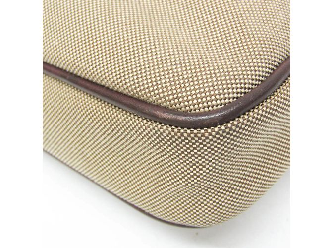 Borsa a spalla in pelle e jacquard Prada VA0649 Beige Marrone scuro - vista 5