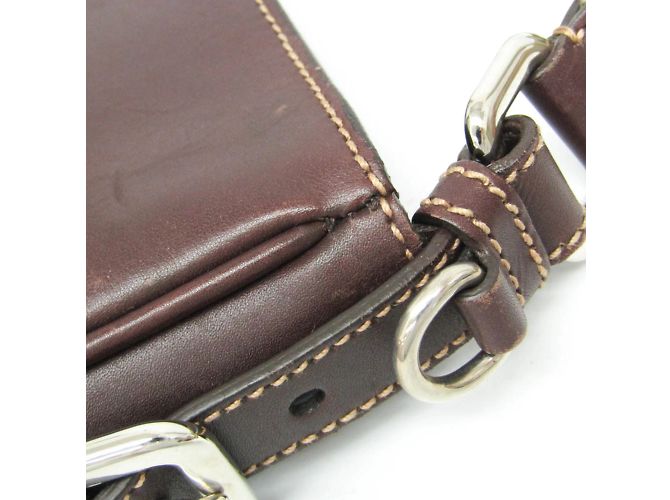Borsa a spalla in pelle e jacquard Prada VA0649 Beige Marrone scuro - vista 8