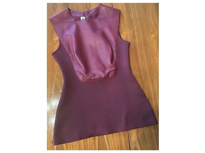 Top Hermès de cuero burdeos - vista 11