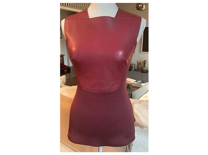 Top Hermès de cuero burdeos - vista 6