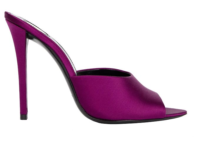 Mules Goldie di Saint Laurent in crêpe di raso viola Porpora - vista 6