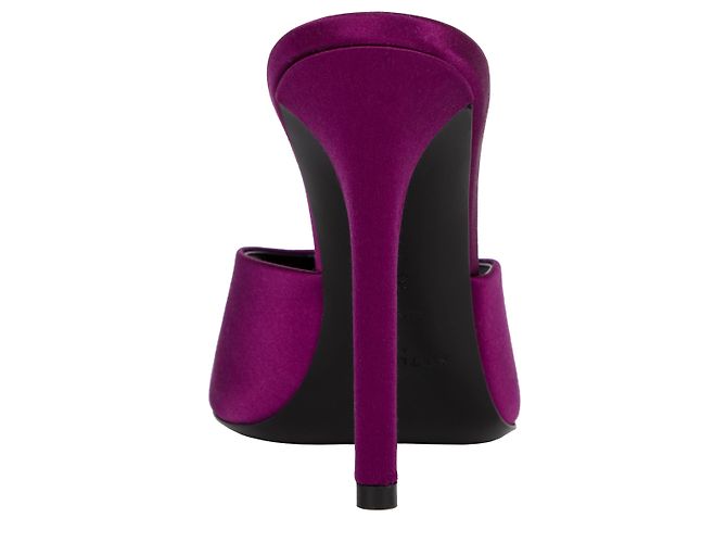 Mules Goldie di Saint Laurent in crêpe di raso viola Porpora - vista 3