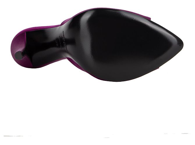 Mules Goldie di Saint Laurent in crêpe di raso viola Porpora - vista 4