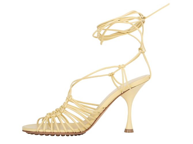 Sandali in pelle Dot Bottega Veneta beige - vista 6