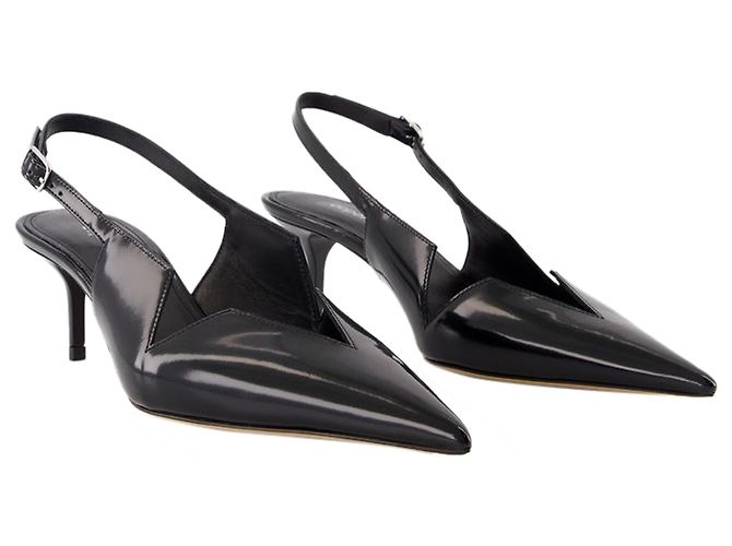 Gloss Star Cut Out Low Stiletto Pumps - Coperni - Leather - Black - view 2