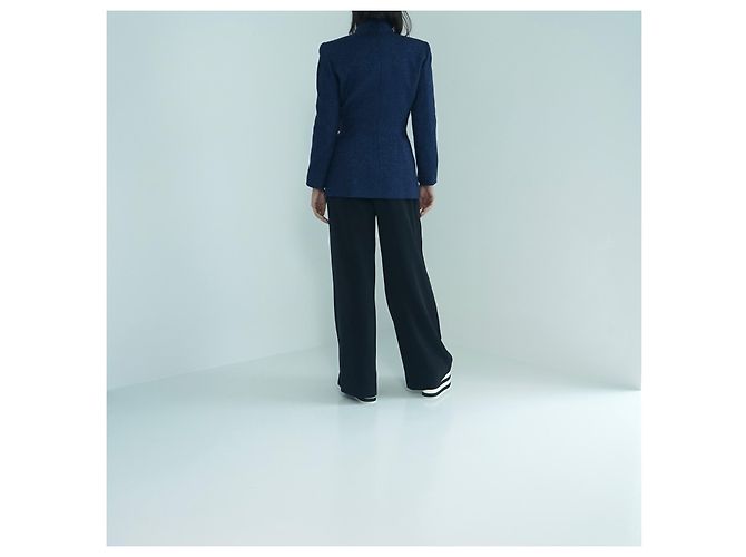 Thierry Mugler Jacke aus blauer Metallic Wolle Metallisch - Ansicht 10