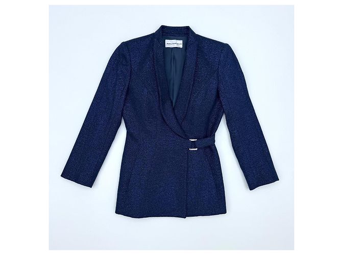 Thierry Mugler Jacke aus blauer Metallic Wolle Metallisch - Ansicht 2