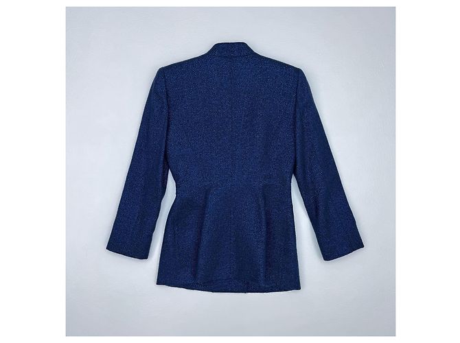 Thierry Mugler Jacke aus blauer Metallic Wolle Metallisch - Ansicht 4