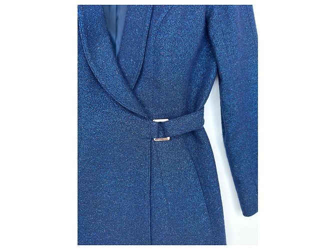 Thierry Mugler Jacke aus blauer Metallic Wolle Metallisch - Ansicht 6
