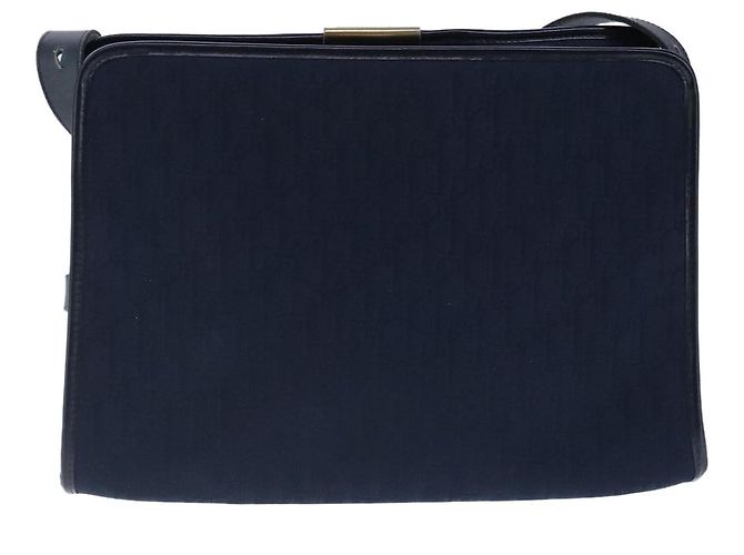 Borsa a spalla in tela Trotter Christian Dior blu navy oro Auth ep6477 D'oro - vista 2