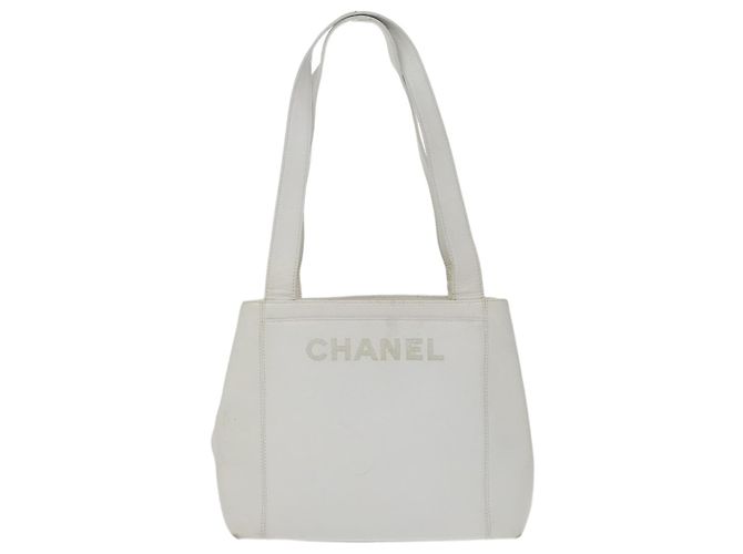 Borsa a spalla CHANEL in pelle caviar bianca oro CC Auth bs19456 Bianco D'oro - vista 13