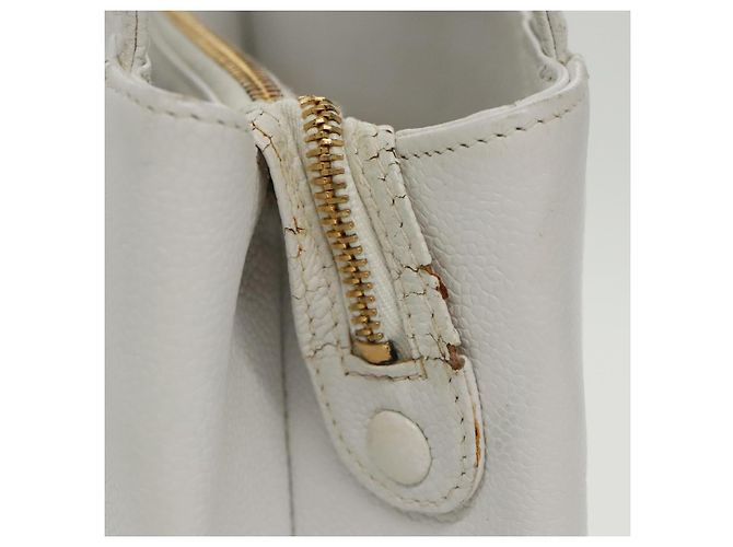 Borsa a spalla CHANEL in pelle caviar bianca oro CC Auth bs19456 Bianco D'oro - vista 4
