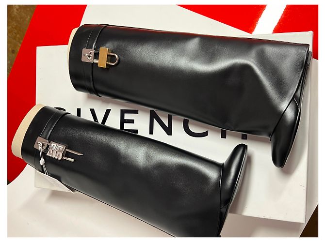 Stivali Givenchy Shark in pelle nera con tacco alto Nero - vista 10