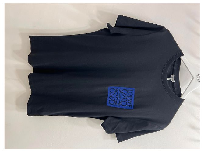 Camisa Loewe Negra de Algodón de Manga Corta con Logo Bordado Negro - vista 2