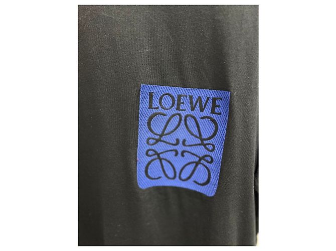Camisa Loewe Negra de Algodón de Manga Corta con Logo Bordado Negro - vista 4