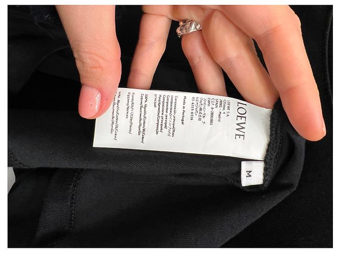 Camisa Loewe Negra de Algodón de Manga Corta con Logo Bordado Negro - vista 6