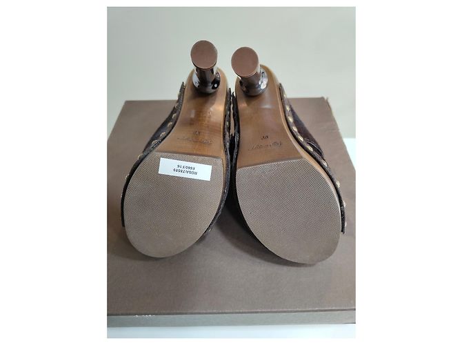 Sandali Louis Vuitton con Zeppa in Pelle Marrone - vista 11