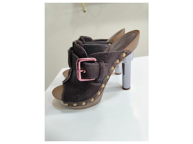 Sandali Louis Vuitton con Zeppa in Pelle Marrone - vista 12