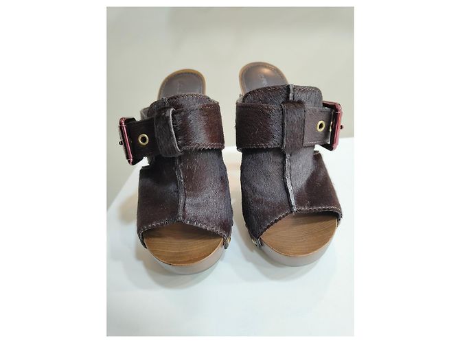 Sandali Louis Vuitton con Zeppa in Pelle Marrone - vista 14