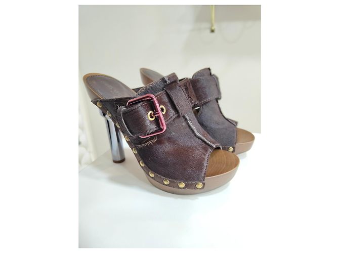 Sandali Louis Vuitton con Zeppa in Pelle Marrone - vista 15