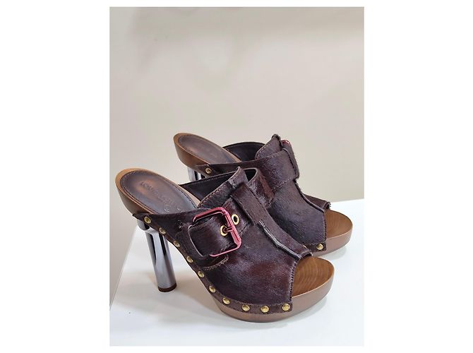 Sandali Louis Vuitton con Zeppa in Pelle Marrone - vista 4