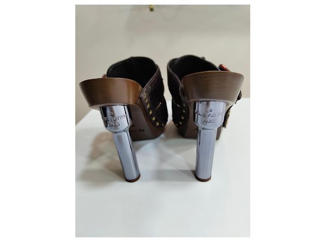 Sandali Louis Vuitton con Zeppa in Pelle Marrone - vista 7