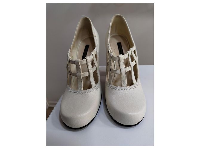 Louis Vuitton Leder Pumps mit Blockabsatz Cremeweiß Aus weiß - Ansicht 15