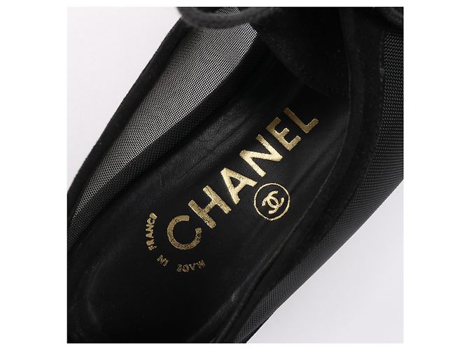 Chanel Coco CC Oxfords mit Wildleder-Spitze in Schwarz und Mesh, Größe 37 EU - Ansicht 11