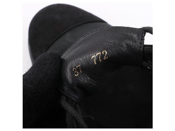 Chanel Coco CC Oxfords mit Wildleder-Spitze in Schwarz und Mesh, Größe 37 EU - Ansicht 12