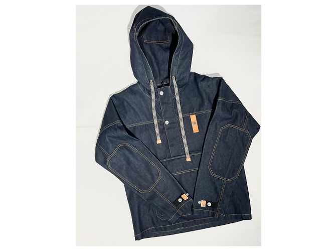 Loewe Hoodie in denim blu navy - vista 3