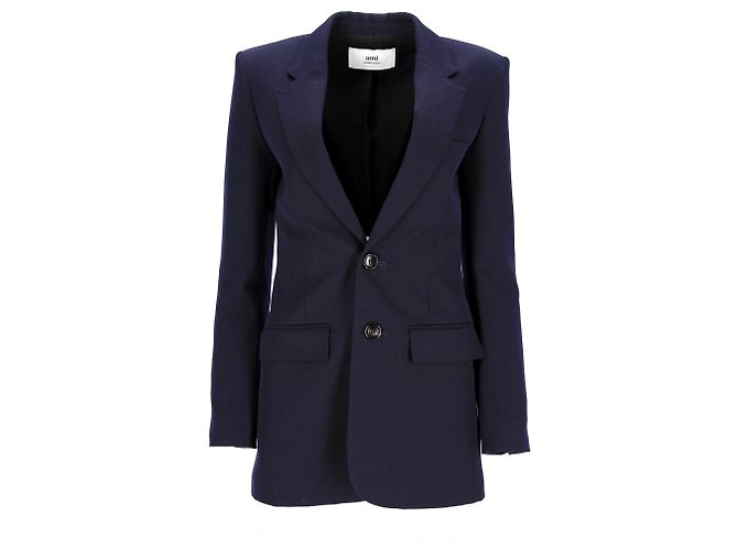 Blazer de botão único em lã azul marinho Ami - vista 6