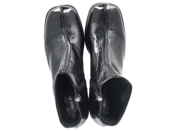 Miu Miu Stretch-Plattformstiefel aus schwarzem Naplak-Leder - Ansicht 3