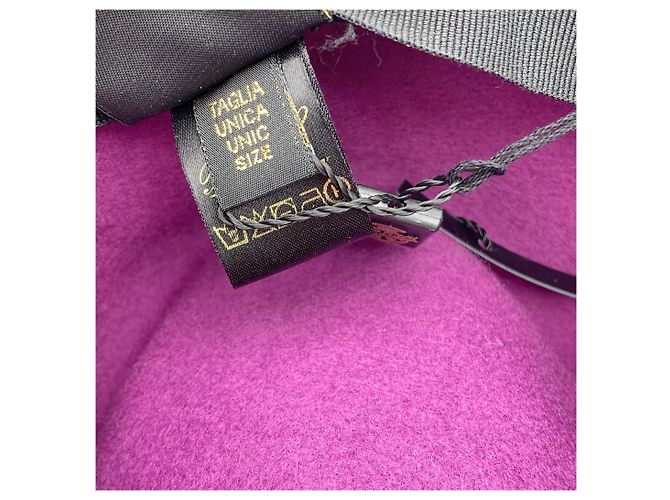 Borsalino Purple Felt Wool Hat with Ribbon One Size - view 6